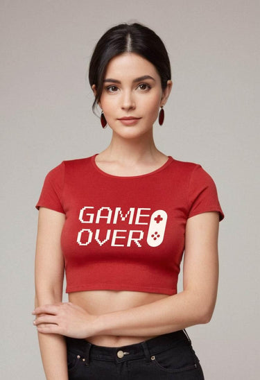 Game Over | Women Crop Top | Red - Avaiya Store