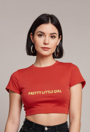 Pretty Little Girl | Women Crop Top | Red - Avaiya Store