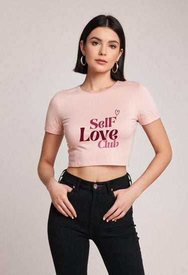 Self Love | Women Crop Top | Baby Pink - Avaiya Store