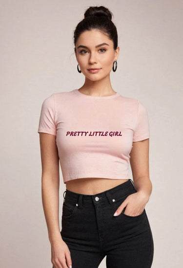Pretty Little Girl | Women Crop Top | Light Baby Pink - Avaiya Store