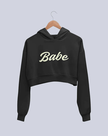 Babe | Women’s Crop Hoodie | Black - Avaiya Store