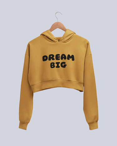 Dream Big | Women’s Crop Hoodie | Mustard Yellow - Avaiya Store