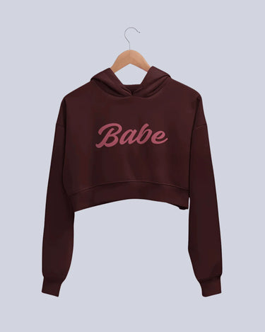 Babe | Women’s Crop Hoodie | Maroon - Avaiya Store