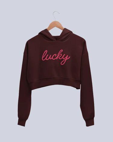 Lucky | Women’s Crop Hoodie | Maroon - Avaiya Store