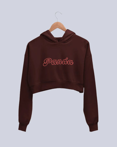 Panda | Women’s Crop Hoodie | Maroon - Avaiya Store