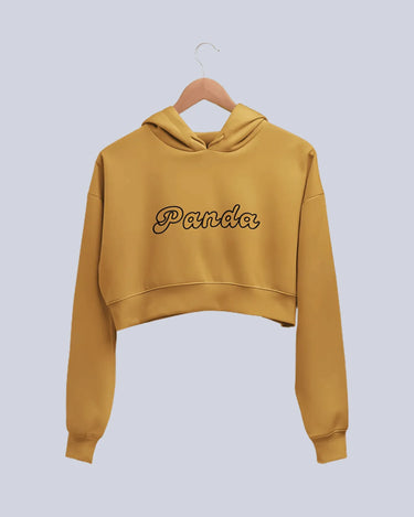 Panda | Women’s Crop Hoodie | Mustard Yellow - Avaiya Store