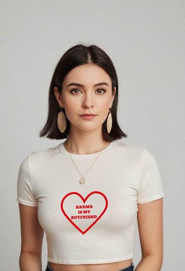 Karma Is My Boyfriend | Women Crop Top | White - Avaiya Store