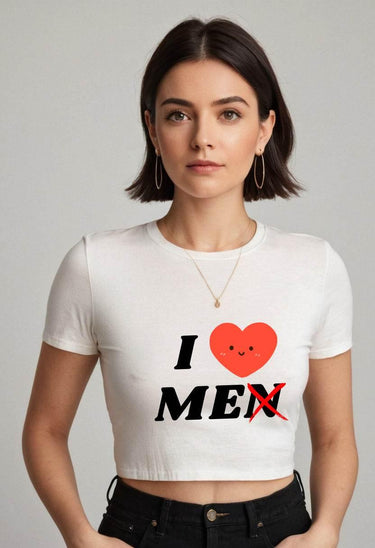 I Love Me | Women Crop Top | White - Avaiya Store