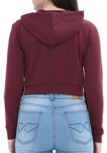 Panda | Women’s Crop Hoodie | Maroon - Avaiya Store