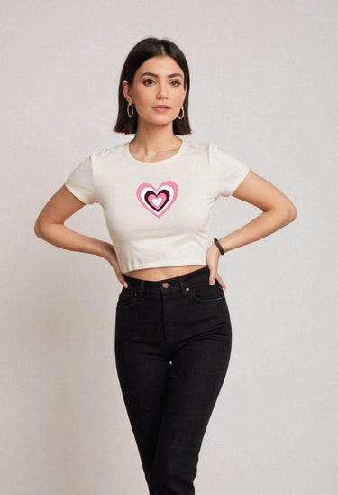 Heart | Women Crop Top | White - Avaiya Store