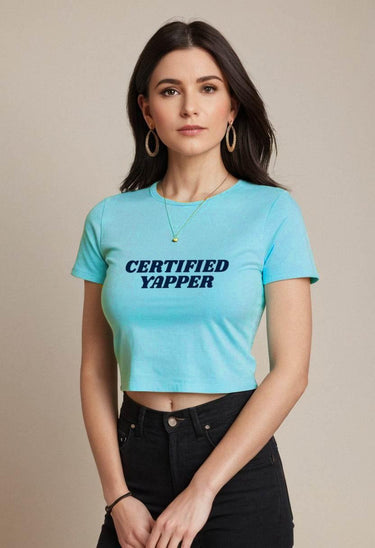 Certified Yapper | Women Crop Top | SkyBlue - Avaiya Store