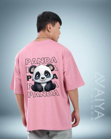 Panda Oversized T-Shirt | Light Baby Pink | Premium Quality by AvaiYa - Avaiya Store