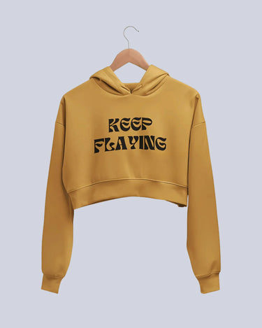 Keep Flying | Women’s Crop Hoodie | Mustard Yellow - Avaiya Store