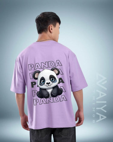 Panda Oversized T-Shirt | Lavender | Premium Quality by AvaiYa - Avaiya Store
