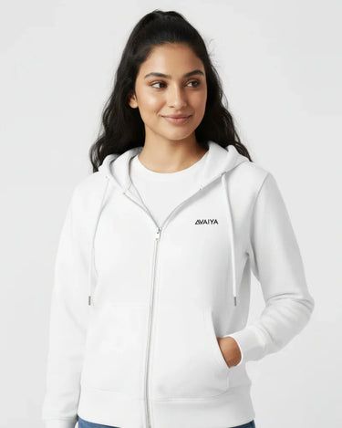 Zipper Hooded Jacket | White | For Man & Woman - Avaiya Store