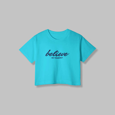 Believe | Women Crop Top | SkyBlue - Avaiya Store