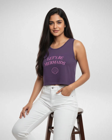 Let's Be Mermaids | Women’s Crop Tank | Purple - Avaiya Store