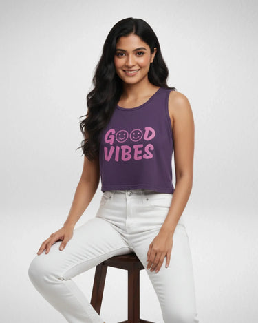 Good Vibes | Women’s Crop Tank | Purple - Avaiya Store