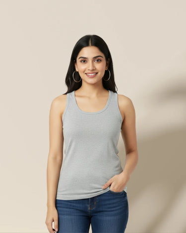 Plain Grey Melange Women's Tank Top - Avaiya Store