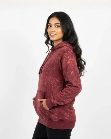 Plain Maroon Acid Washed Hoodie | For Man And Woman - Avaiya Store