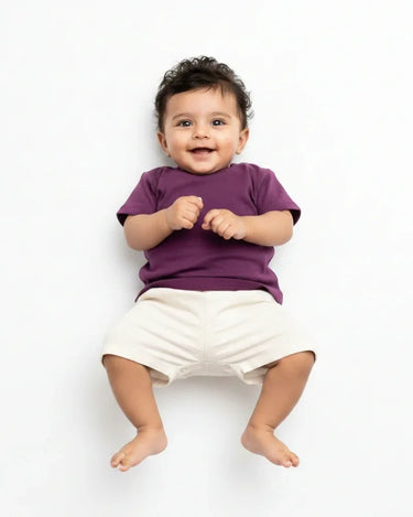Crew Neck T-Shirt | 0-4 Yrs | For Both Girls & Boys | Purple - Avaiya Store