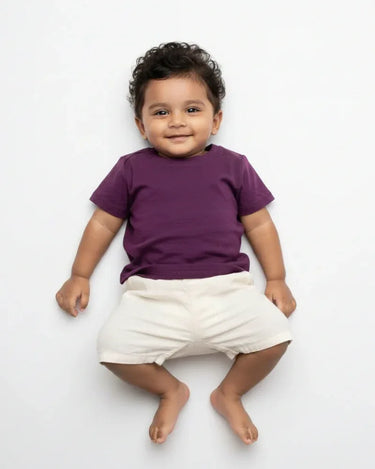 Crew Neck T-Shirt | 0-4 Yrs | For Both Girls & Boys | Purple - Avaiya Store