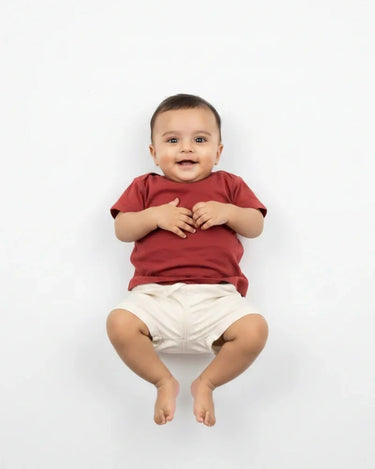 Crew Neck T-Shirt | 0-4 Yrs | For Both Girls & Boys | Brick Red - Avaiya Store