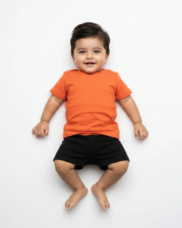 Crew Neck T-Shirt | 0-4 Yrs | For Both Girls & Boys | Orange - Avaiya Store