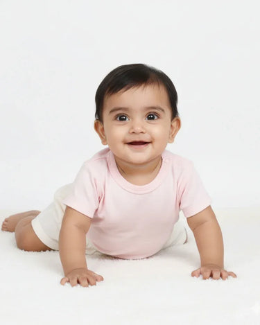 Crew Neck T-Shirt | 0-4 Yrs | For Both Girls & Boys | Light Baby Pink - Avaiya Store
