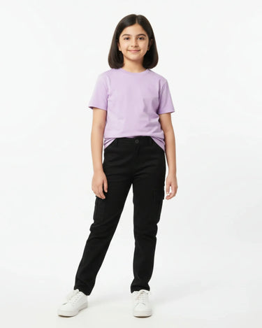 Crew Neck T-Shirt | 5-13 Yrs | For Both Girls & Boys | Lavender - Avaiya Store