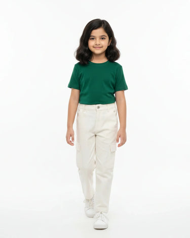 Crew Neck T-Shirt | 5-13 Yrs | For Both Girls & Boys | Bottle Green - Avaiya Store