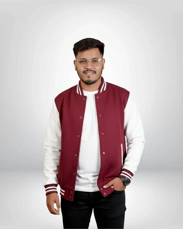 Plain Varsity Jacket | For Man And Woman | Maroon - Avaiya Store