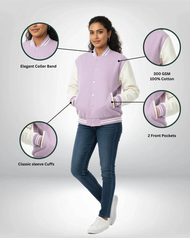 Plain Varsity Jacket | For Man And Woman | Lavender - Avaiya Store