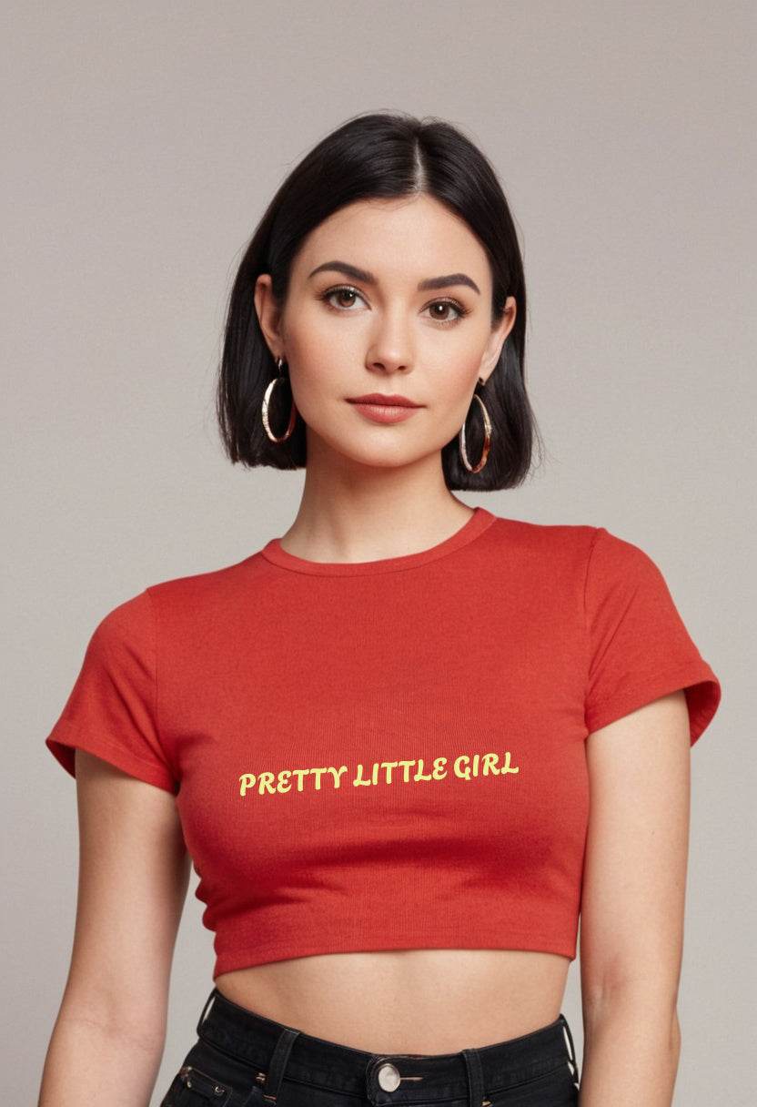 Pretty Little Girl | Women Crop Top | Red - Avaiya Clothings