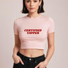 Certified Yapper | Women Crop Top | Light Baby Pink - Avaiya Store