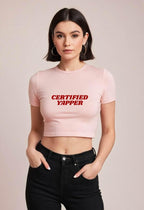 Certified Yapper | Women Crop Top | Light Baby Pink - Avaiya Store