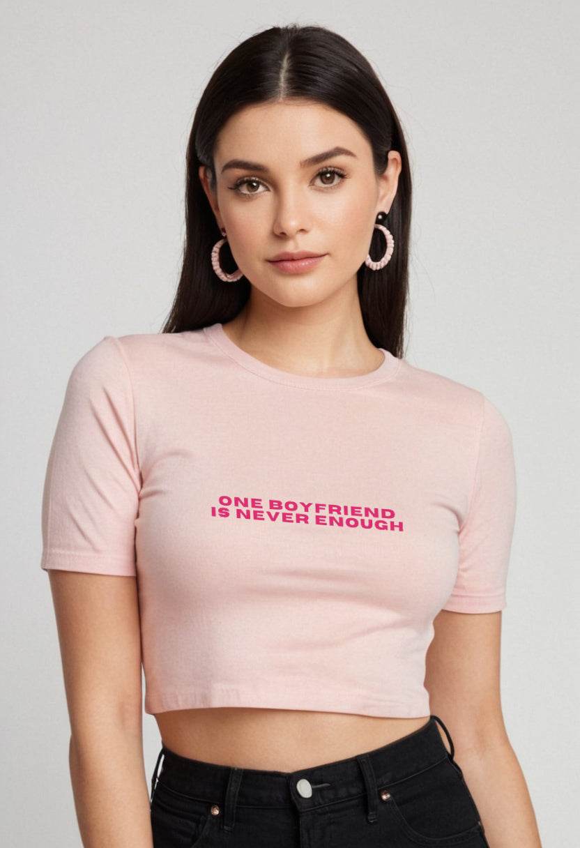 One Boyfriend | Women Crop Top | Baby Light Pink - Avaiya Clothings