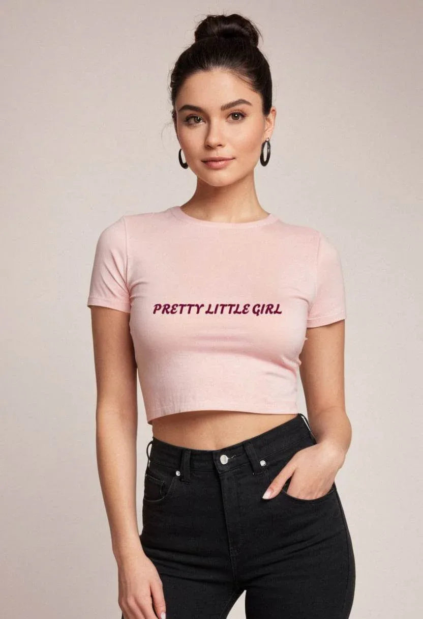 Pretty Little Girl | Women Crop Top | Light Baby Pink - Avaiya Clothings
