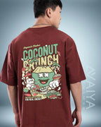 Coconut Crunch Oversized T-Shirt | Maroon | Premium Quality by AvaiYa | Unisex - Avaiya Store