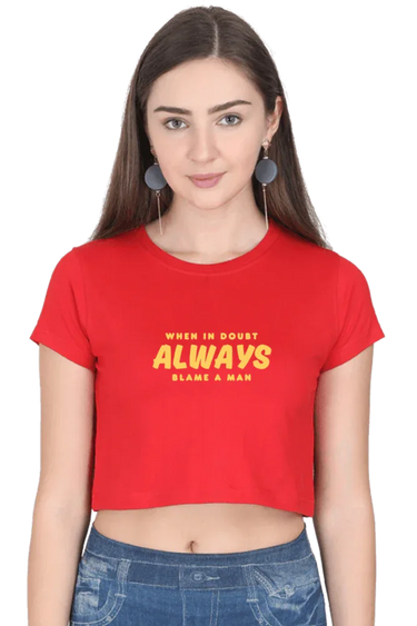 When in Doubt | Women Crop Top | Red - Avaiya Store