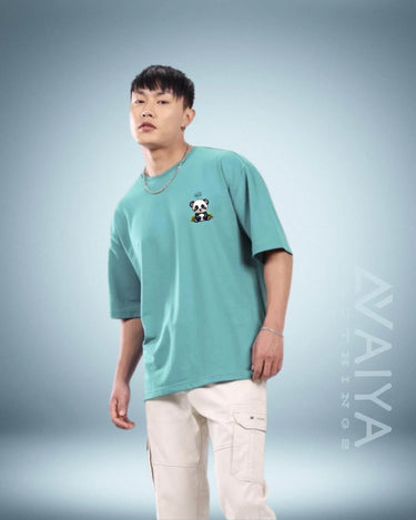 Panda Oversized T-Shirt | Mint | Premium Quality by AvaiYa - Avaiya Store