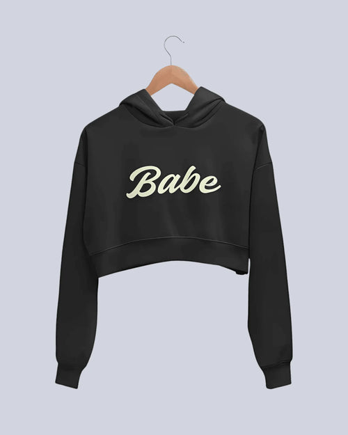 Babe | Women’s Crop Hoodie | Black - Avaiya Store