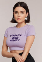 Sorry For Being Perfect | Women Crop Top | Lavender - Avaiya Store