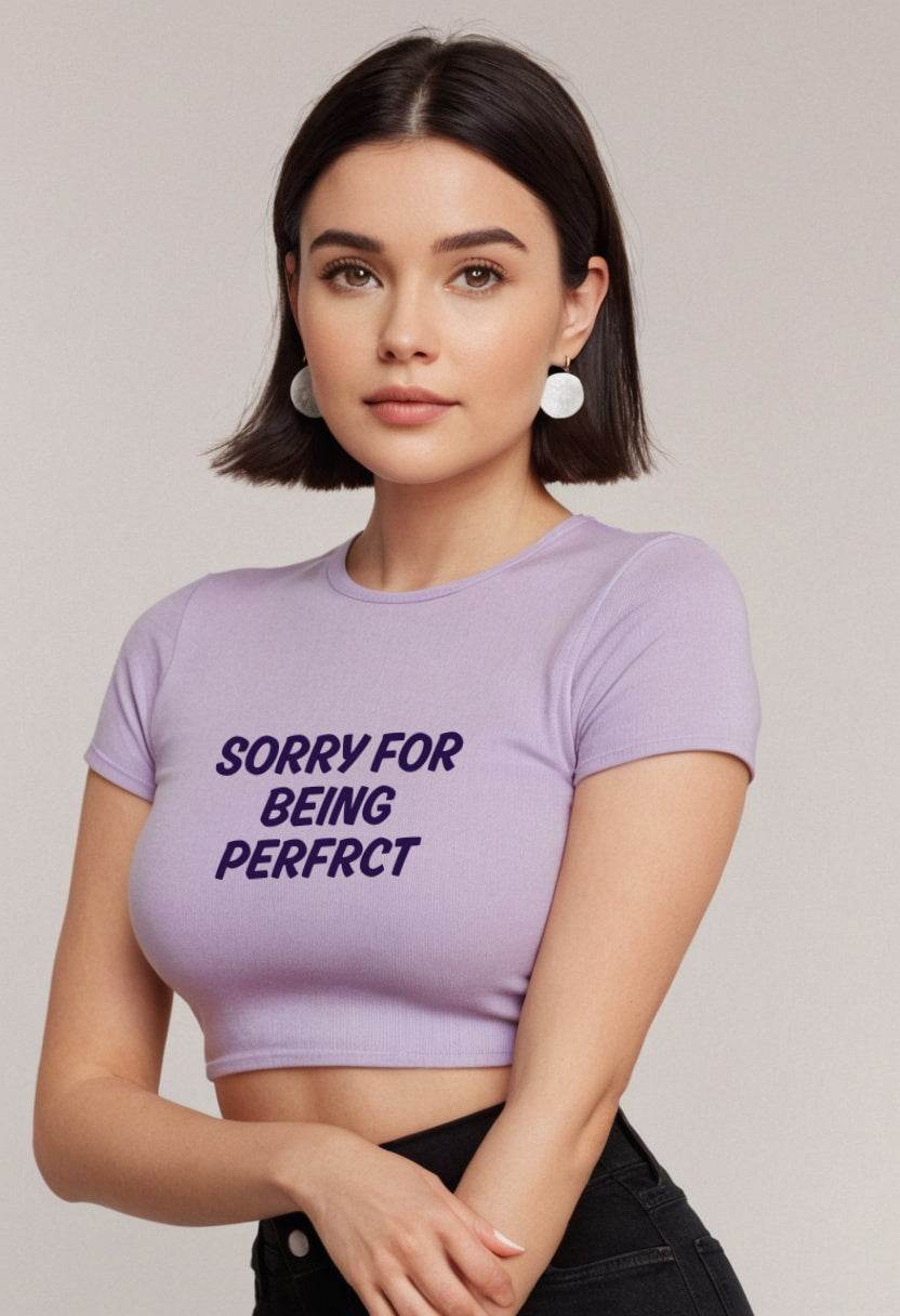 Sorry For Being Perfect | Women Crop Top | Lavender - Avaiya Clothings