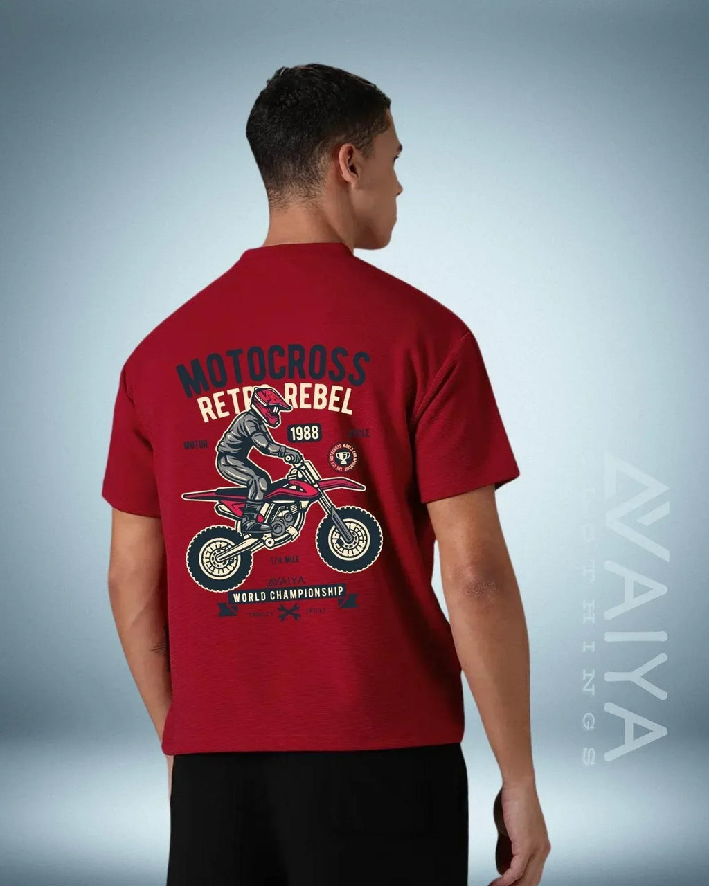 Motocross Retro Rebel Oversized T-Shirt | Red | Premium Quality by AvaiYa | Unisex - Avaiya Store