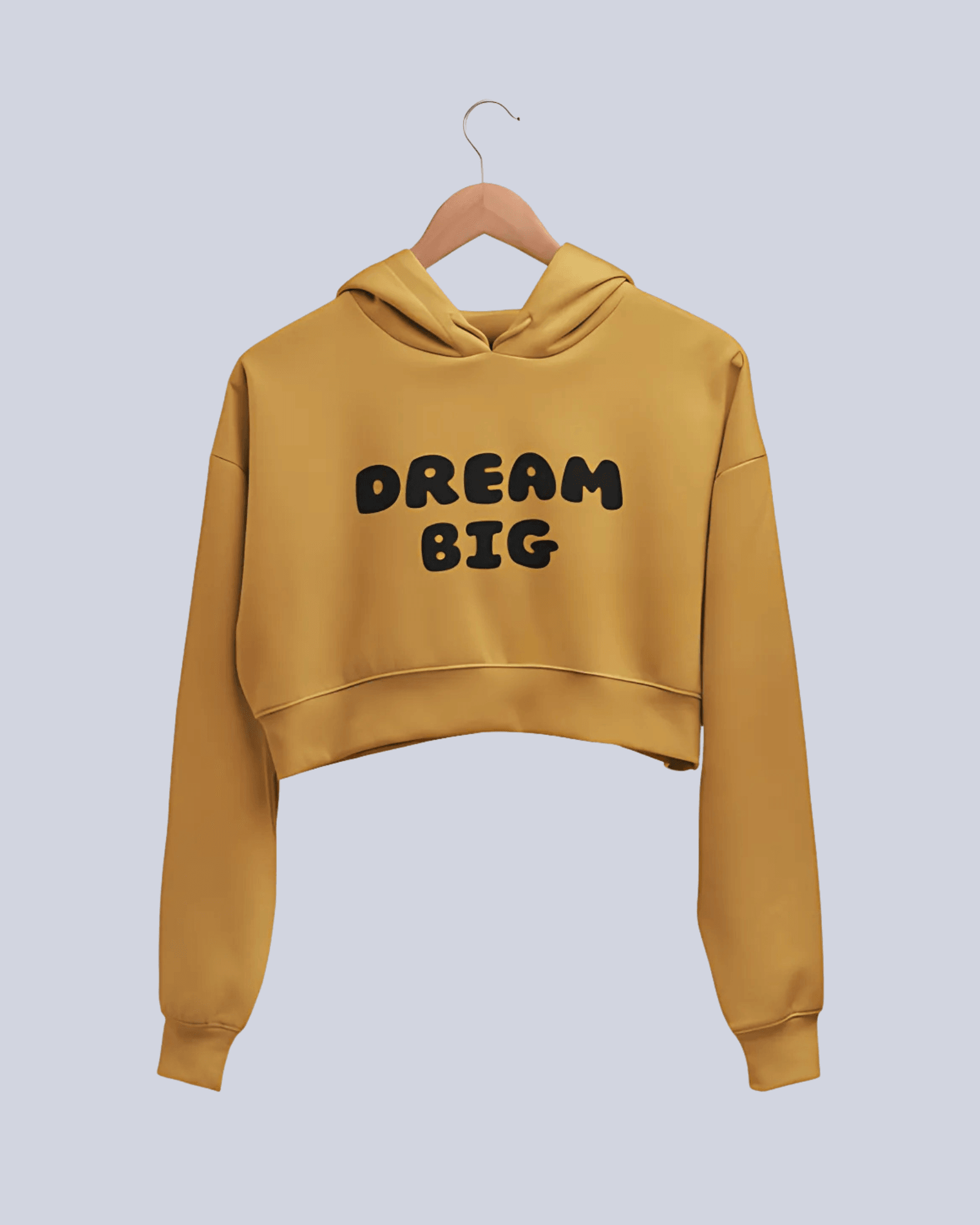 Dream Big | Women’s Crop Hoodie | Mustard Yellow - Avaiya Clothings