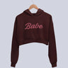 Babe | Women’s Crop Hoodie | Maroon - Avaiya Store