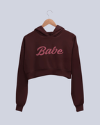 Babe | Women’s Crop Hoodie | Maroon - Avaiya Clothings