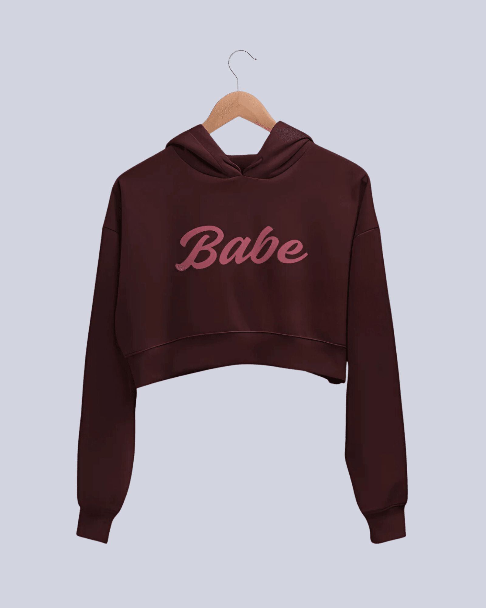 Babe | Women’s Crop Hoodie | Maroon - Avaiya Clothings