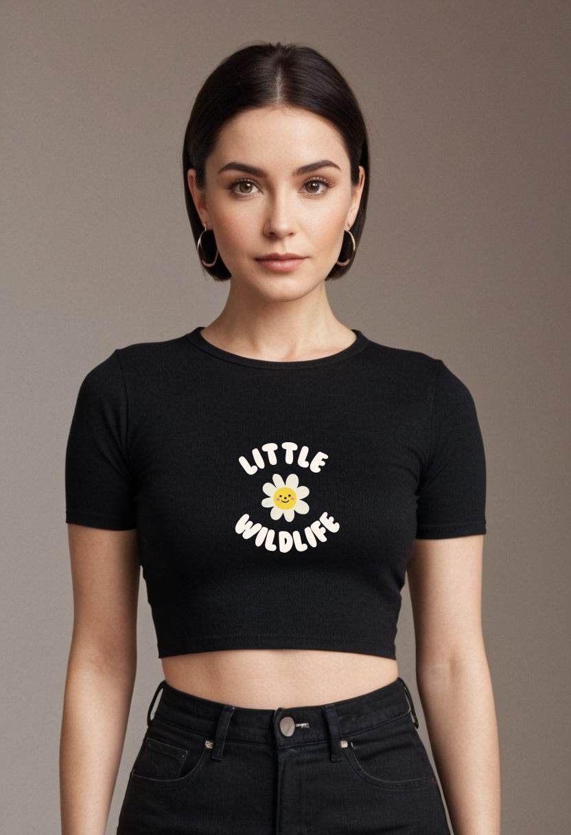 Little Wildlife | Women Crop Top | Black - Avaiya Clothings